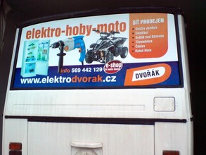 Elektro Dvořák - Reklamní polep - zadní sklo autobusu